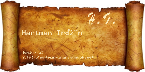 Hartman Irén névjegykártya
